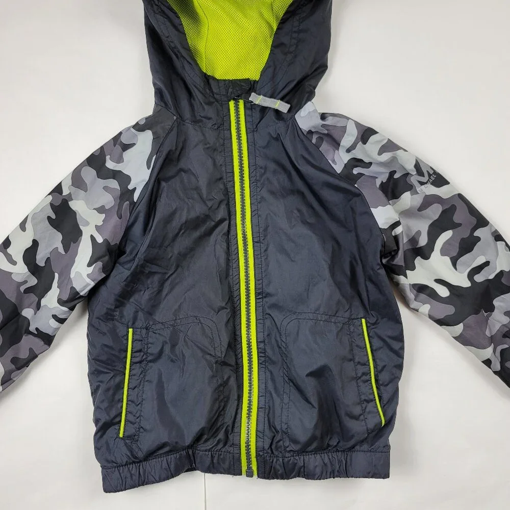 Michael Kors Windbreaker Jacket 3T Gray Camo Hooded Zip Coat